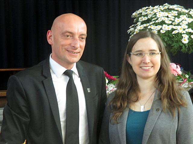 65 Jahre Patenschaft Bartenstein/Bartenstein - Bürgermeisterin Jaqueline Förderer mit Bürgermeister Piotr Petrykowski aus Bartenstein (Ostpreußen)