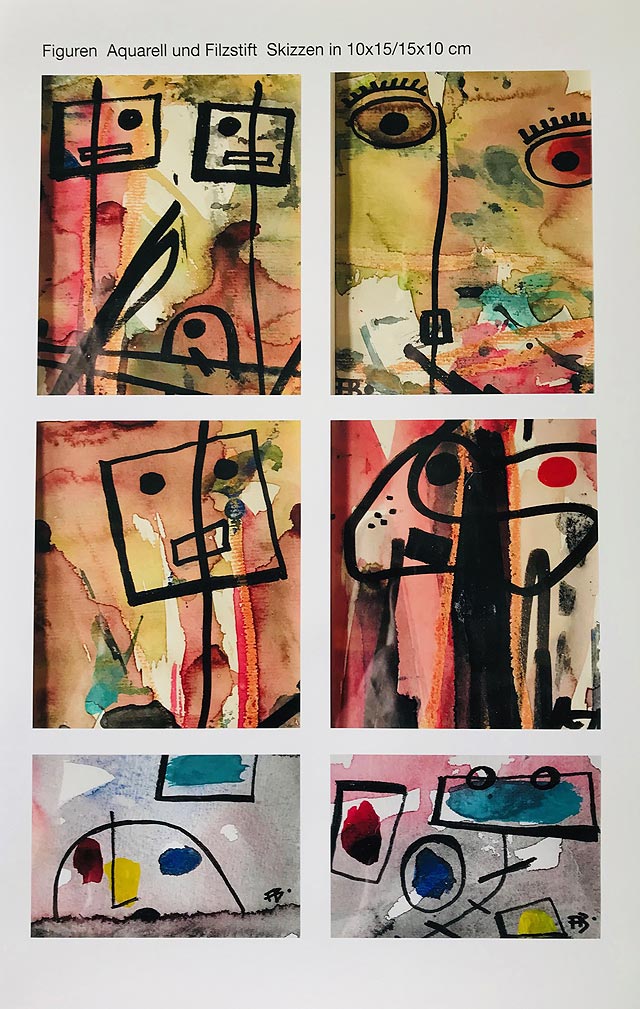 Kunstausstellungseröffnung - Maler Franz Bauer im Schloss Schrozberg - Aquarell und Filzstift-Sjutteb 10x15 / 15x10xm